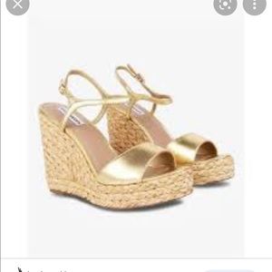 New Steve Madden ‘Tokin’ Gold Leather Platform Wedge 8
